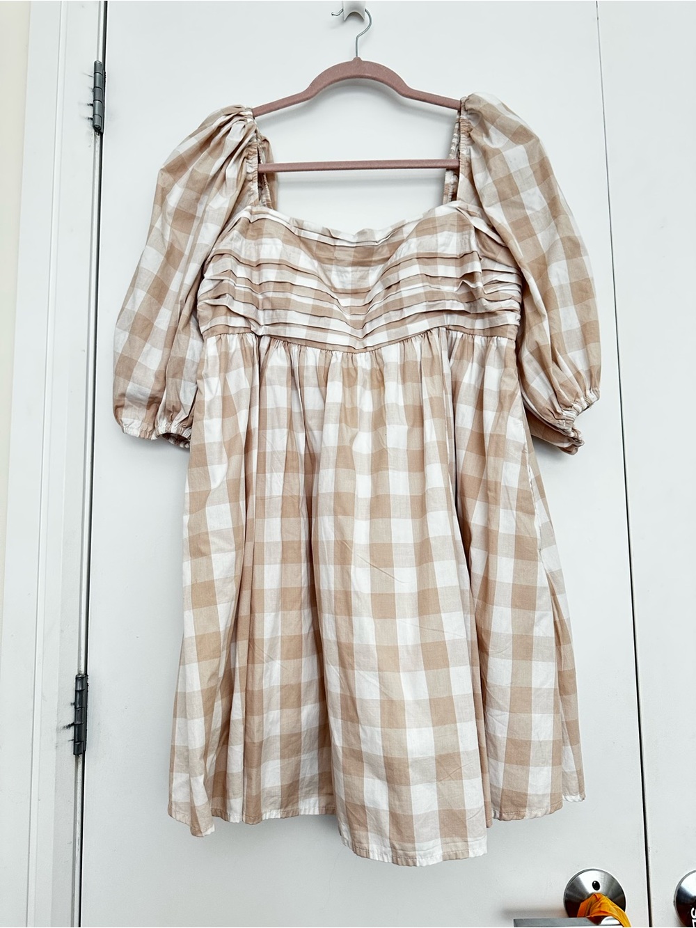 Abercrombie & Fitch Beige and White Gingham Mini Dress